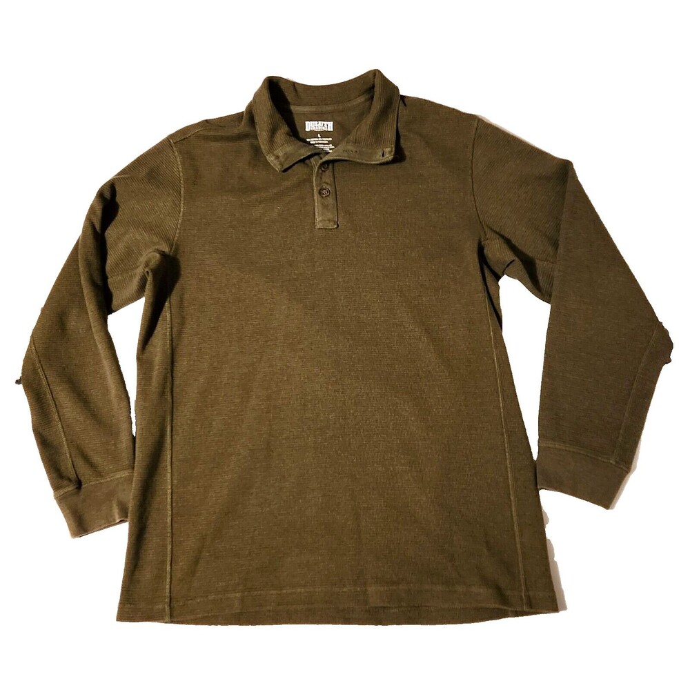 Duluth Trading Co Thermal Waffle Shirt Long Sleeve Collared Olive Green Large